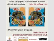 Giornata della memoria, diretta Facebook, “Canto del popolo yiddish messo a morte di Itzak Katzenelson”